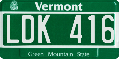 VT license plate LDK416