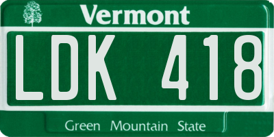 VT license plate LDK418