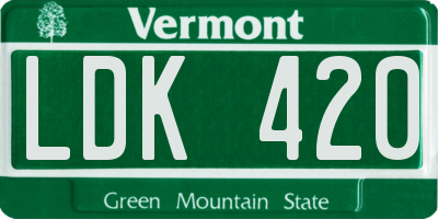 VT license plate LDK420