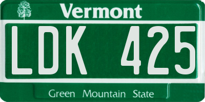 VT license plate LDK425