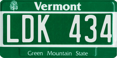 VT license plate LDK434
