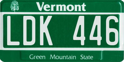 VT license plate LDK446