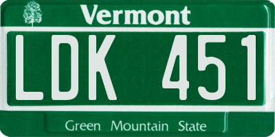 VT license plate LDK451