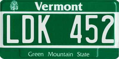 VT license plate LDK452