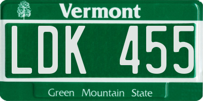 VT license plate LDK455
