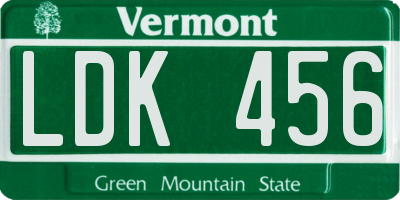 VT license plate LDK456