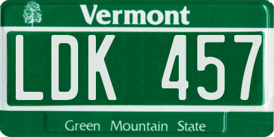 VT license plate LDK457