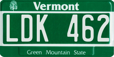 VT license plate LDK462