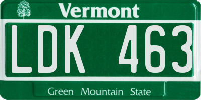 VT license plate LDK463