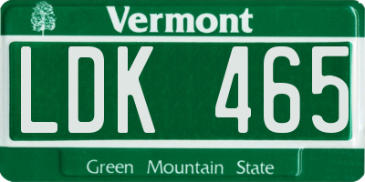 VT license plate LDK465