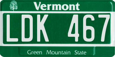 VT license plate LDK467