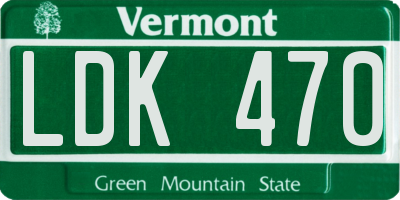 VT license plate LDK470