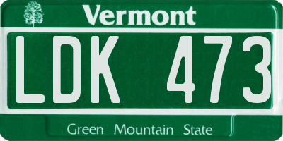 VT license plate LDK473