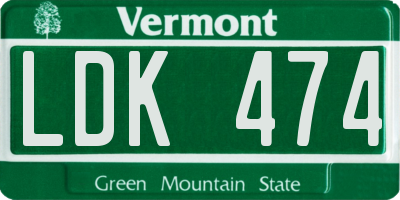 VT license plate LDK474
