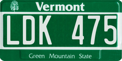 VT license plate LDK475
