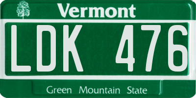 VT license plate LDK476