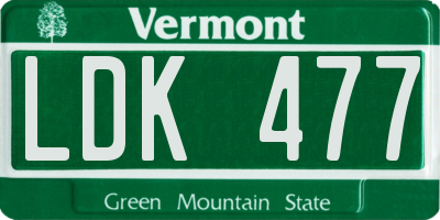 VT license plate LDK477