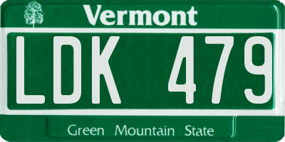 VT license plate LDK479