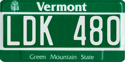 VT license plate LDK480
