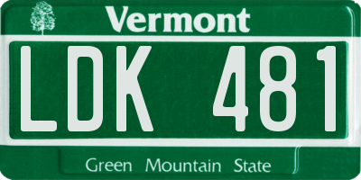 VT license plate LDK481