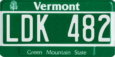 VT license plate LDK482