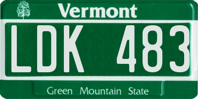 VT license plate LDK483