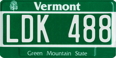 VT license plate LDK488
