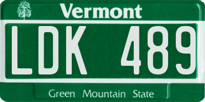 VT license plate LDK489