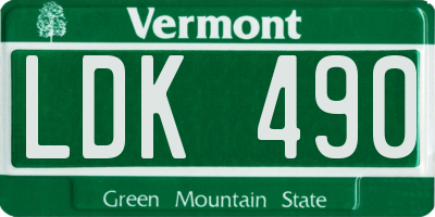 VT license plate LDK490