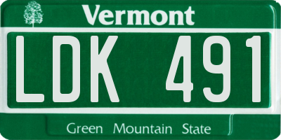 VT license plate LDK491