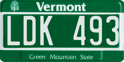 VT license plate LDK493