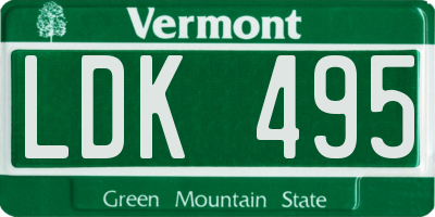 VT license plate LDK495