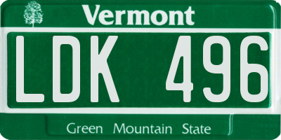 VT license plate LDK496