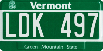 VT license plate LDK497