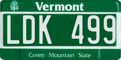 VT license plate LDK499