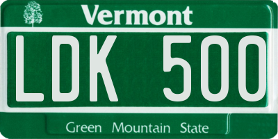 VT license plate LDK500
