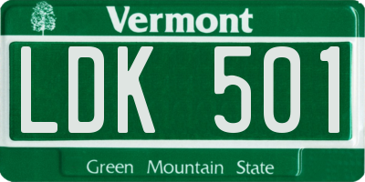 VT license plate LDK501