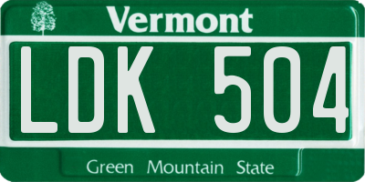 VT license plate LDK504