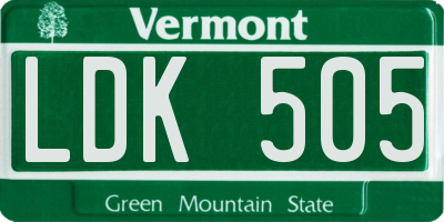 VT license plate LDK505