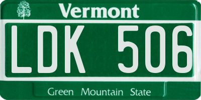 VT license plate LDK506