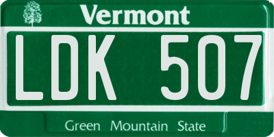 VT license plate LDK507