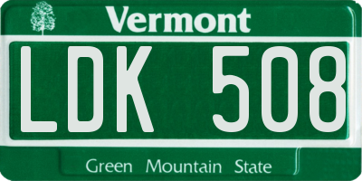VT license plate LDK508