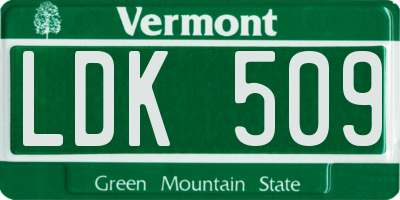 VT license plate LDK509