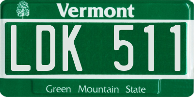 VT license plate LDK511