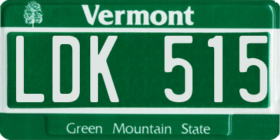 VT license plate LDK515