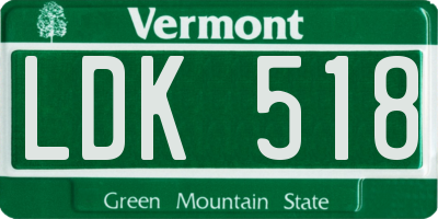VT license plate LDK518