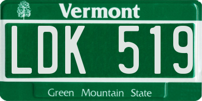 VT license plate LDK519