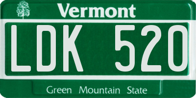VT license plate LDK520