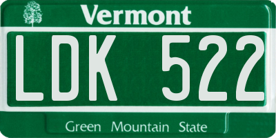 VT license plate LDK522