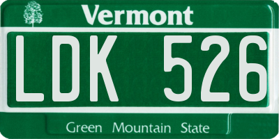 VT license plate LDK526